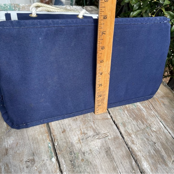 Vintage Navy Blue & white canvas bag large Tote CAPE COD - Picture 4 of 10